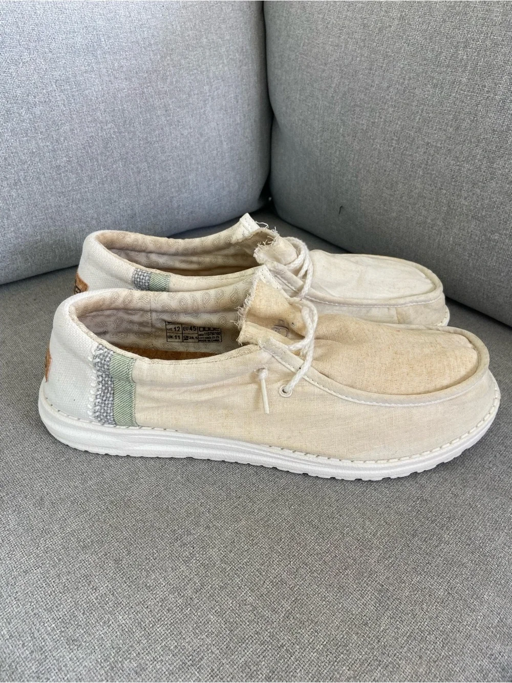Hey Dude Wally Soled Cream Canvas Men's Shoe